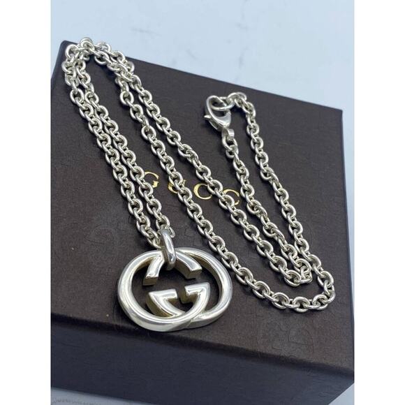 Gucci GG interlocking Sterling  Sliver Pendant Necklace - Picture 2 of 7